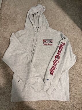 Blue 84 Gray Pagosa Springs Hooded Pullover Sweatshirt with Red Logo